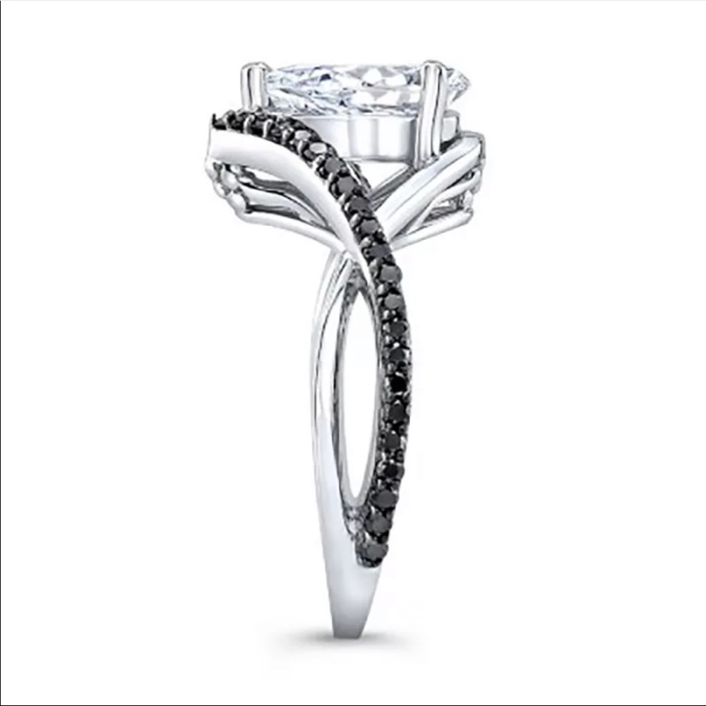 New Women’s 925 Silver 2 Tone Sapphire Ring - Picture 2 of 6